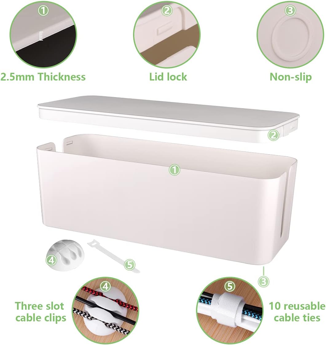 Cable Management Box, Large Cord Organizer Box to Hide Power Strip