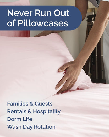 Standard Pillow Cases Set of 10 - Ultra Soft Hotel Quality Pillowcase Covers - Comfy, Cozy & Wrinkle Free - Shrink, Stain and Fade Resistant - Machine Washable Pillow Protectors - 10 Pcs Set - White - Colors A