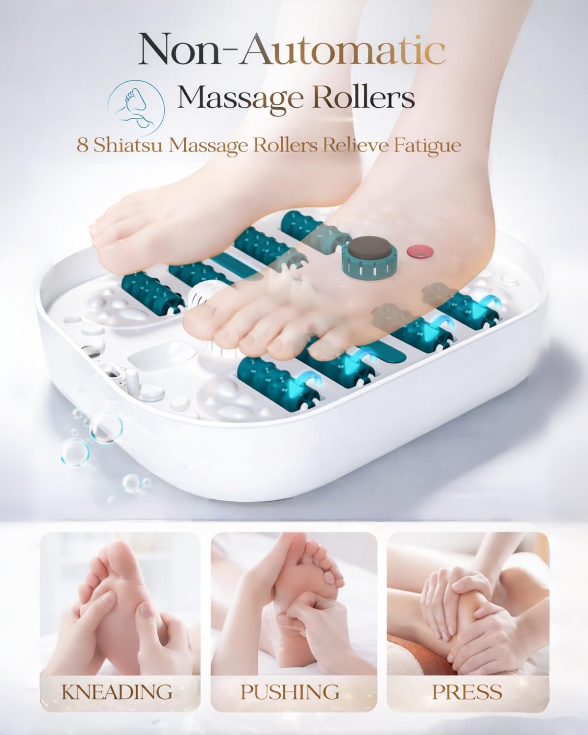 Collapsible Heated Foot Spa with Bubble and Red Light Temperature Control Foot Bath Massager and Soaking Tub Featuring 8 Shiatsu Massage Rollers Pumice Stone and Built-in Timer Ideal Gift for Wife,Mom