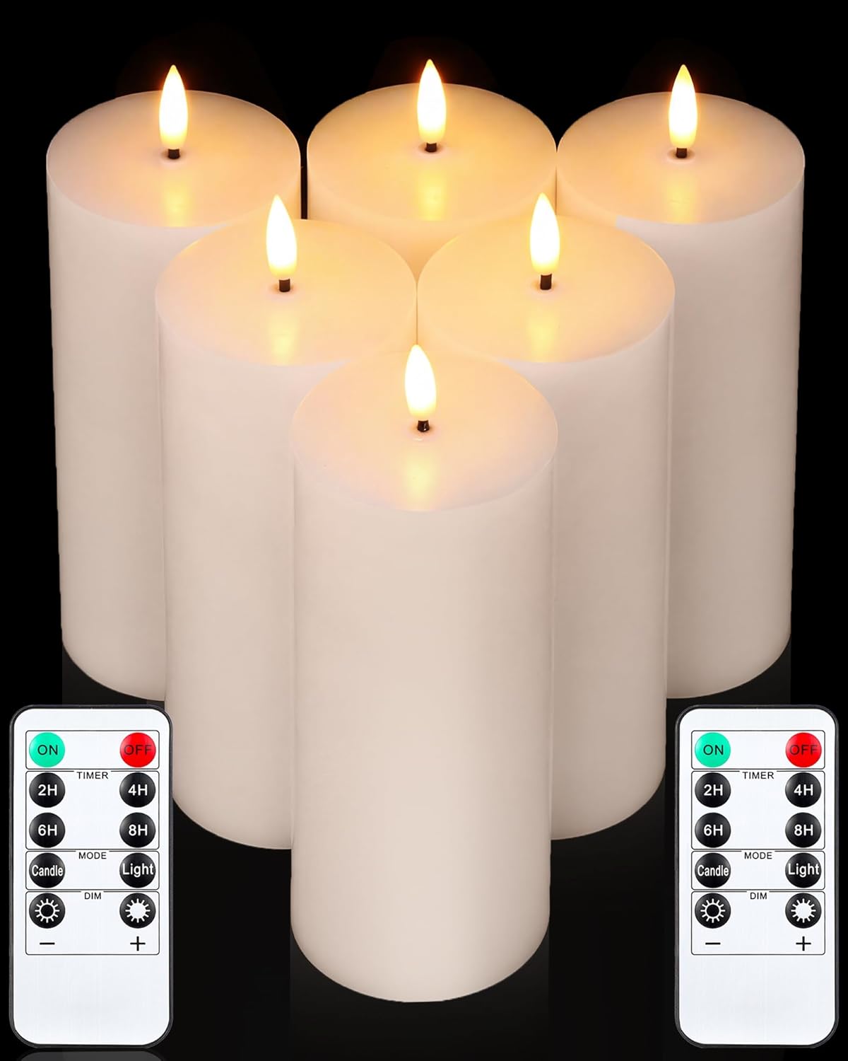 VIHOSE 12 Pack White Flameless Candles Set with Remote and Timer Flickering Flameless Battery Candles Flat Top LED Pillar for Wedding Outdoor Home Festival Decoration(D 3'' H 4'' 5'' 6'')