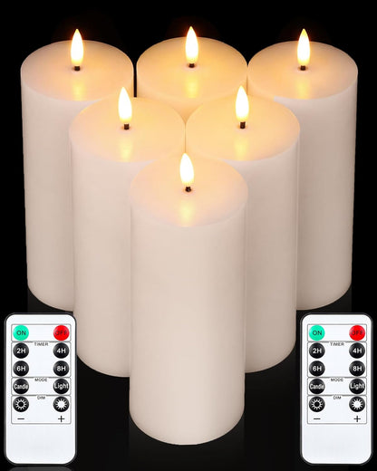 VIHOSE 12 Pack White Flameless Candles Set with Remote and Timer Flickering Flameless Battery Candles Flat Top LED Pillar for Wedding Outdoor Home Festival Decoration(D 3'' H 4'' 5'' 6'')