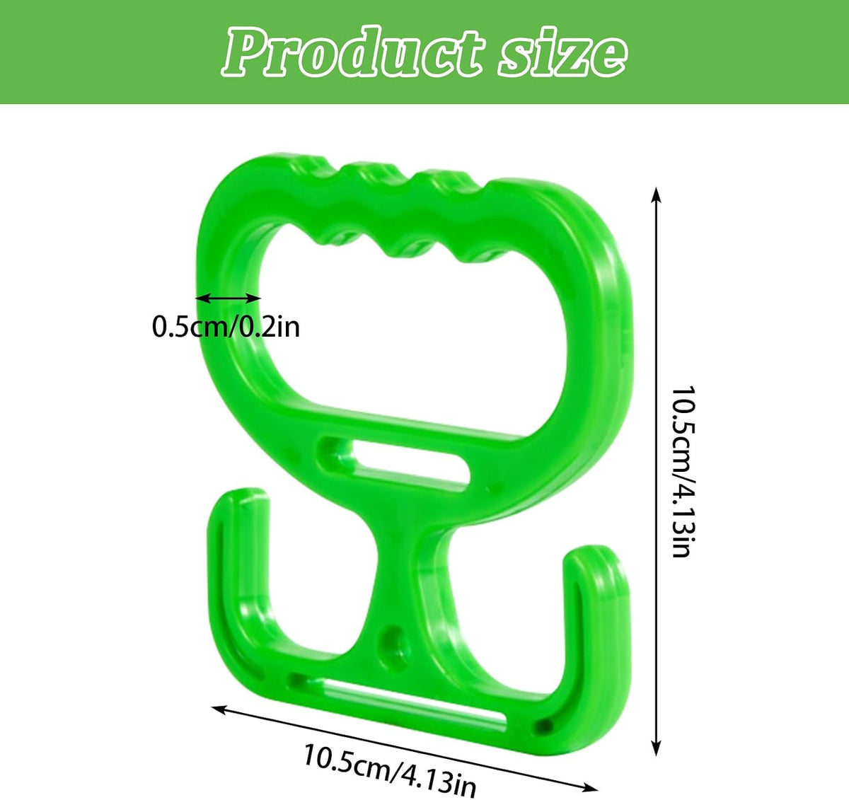 Heavy Duty Shopping Bag Handle Carrier, Green, Plastic, Lightweight Grocery Bag Holder with Ergonomic Grip, 10.5x10.5x0.5cm, Labor-Saving Design（2 Handle (Green)