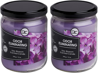 Vanilla Bean Odor Eliminating Highly Fragranced Candle - Eliminates 95% of Pet, Smoke, Food, and Other Smells Quickly - Up to 80 Hour Burn time - 12 Ounce Premium Soy Blend - Colors A
