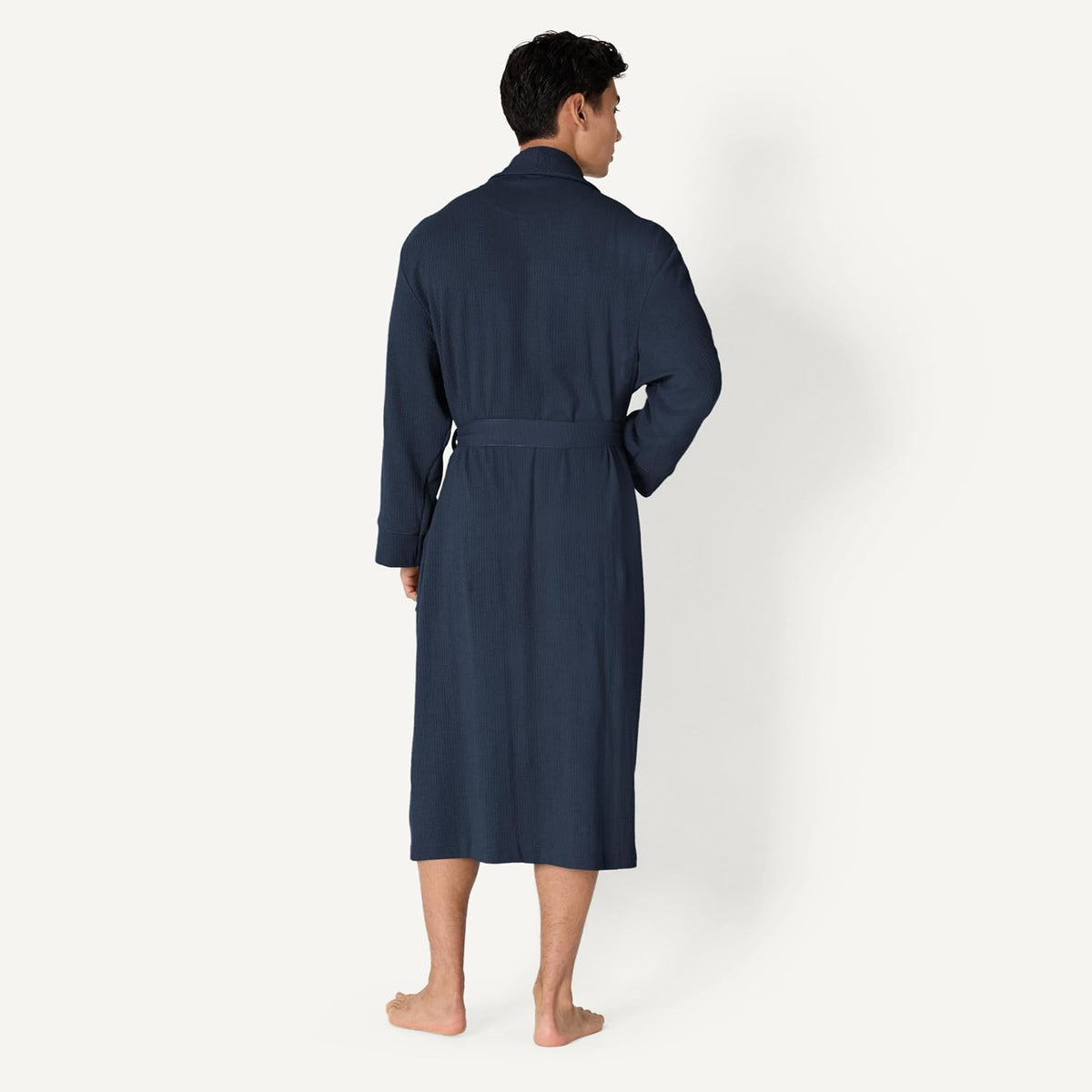 Amazon Essentials Men's Lightweight Cotton Waffle Bath Robe, Mid-Length Loungewear (Available in Big & Tall)