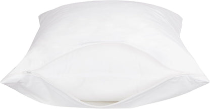 Amazon Basics Standard Breathable 100% Cotton Hypoallergenic Pillow Protector with Zipper, Machine Washable, White, 27 x 21 Inches, Pillows Not Included