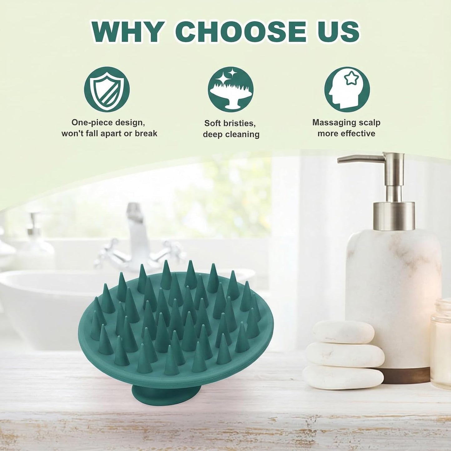 Meartchy Silicone Scalp Massager Shampoo Brush, Scalp Brush for Hair Growth & Dandruff Removal, Hair Scrubber Scalp Stimulator Exfoliator Brush with Soft Bristles for Wet Dry Scalp Care (Black)