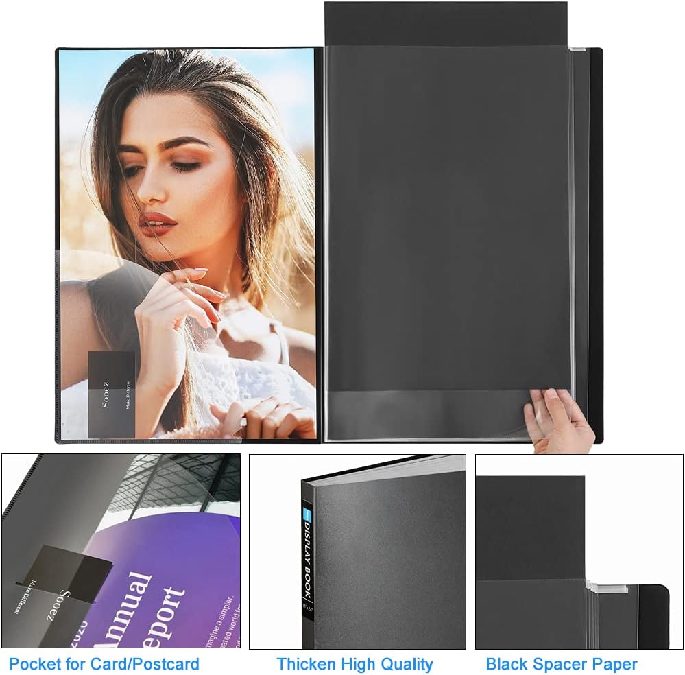 Sooez 30-Pocket Binder with Plastic Sleeves 8.5x11,Heavy Duty Art Portfolio