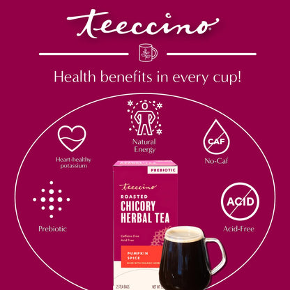 Teeccino Holiday Herbal Tea Sampler Assortment - Candy Cane, Gingerbread, Snickerdoodle - Caffeine-Free Holiday Dessert Teas with Prebiotic Chicory, 12 Tea Bags