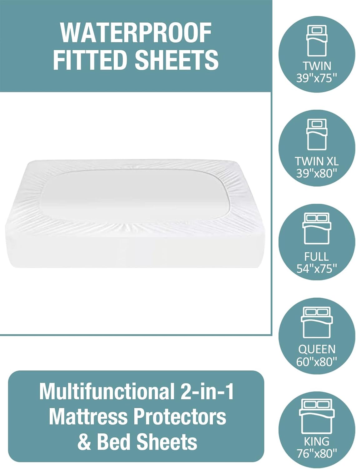 Bedecor Queen Waterproof Mattress Protector, Pee Proof Cotton Terry Cover | Noiseless, Soft Cotton Terry, Breathable, Fitted Elastic Deep Pocket 9-18 in, Washable, for Incontinence, Kids, Pets, Elderly
