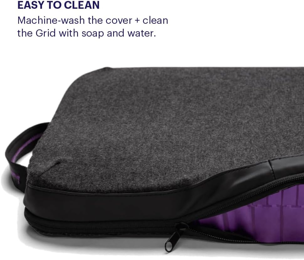 Purple Royal Seat Cushion, Portable 2 Inch Gel Seat Cushion, GelFlex Grid | Handles for Car, Office Chair, Stadium - Pressure-Reducing for Hard Seats, Temperature-Neutral, No-Slip - Made in USA