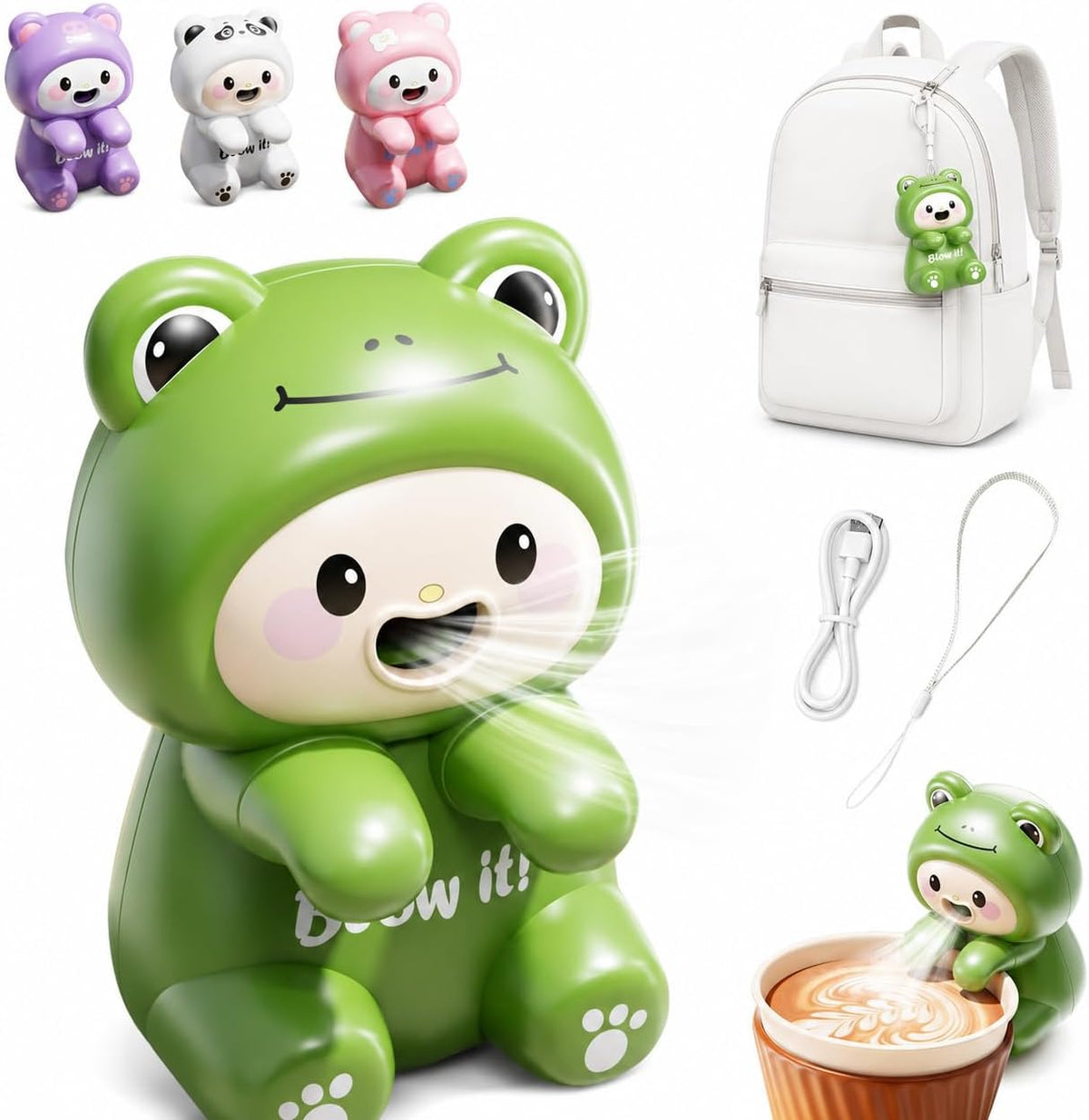 Cooling Clip-On Mini Fan for Cup & Bowl,Dinosaur Animal Fans Coffee Chiller