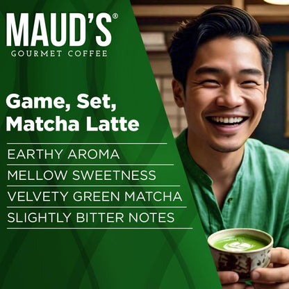 Maud's Instant Matcha Latte Mix, Flavored Drink Mix 10 Servings, 100% Gourmet Blended Tea Leaves, Hot Or Iced Matcha Latte - Just Add Water