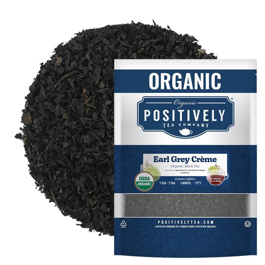 Positively Tea, Organic Earl Grey Crème Black Tea, Loose Leaf, 16 Ounce