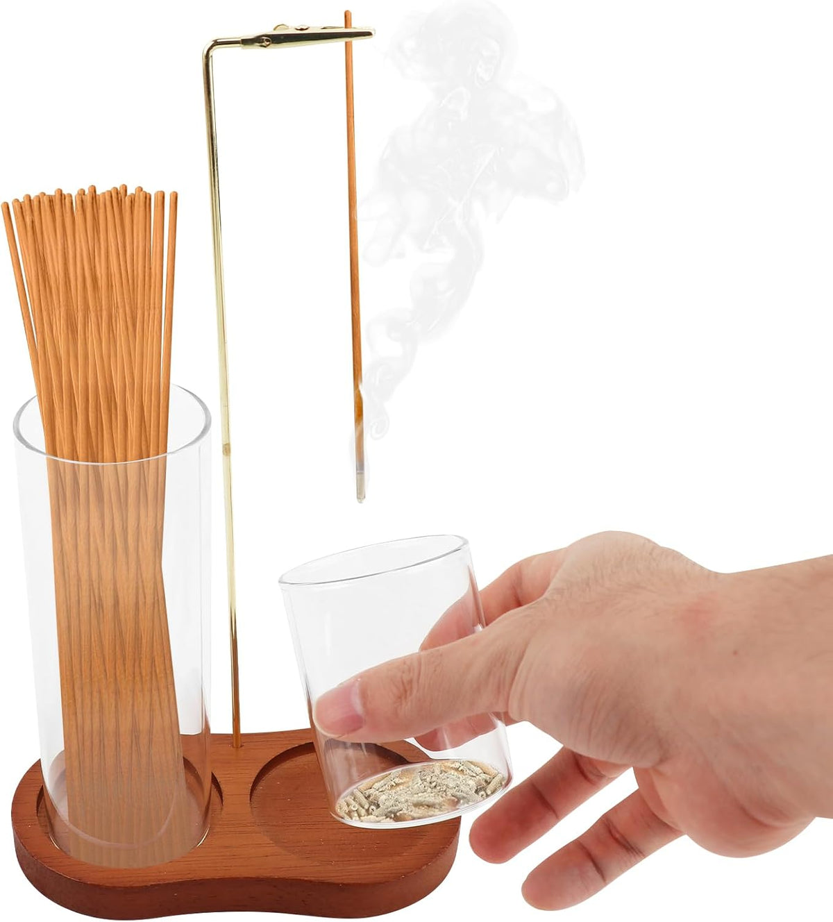 2 in 1 Glass Incense Holder, Incense Sticks Burner Holder with Storage