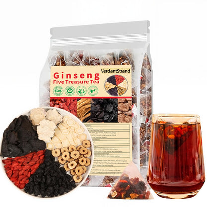 Kidney Tea Formula Ginseng Six Treasure Tea,Natural Chinese Herbal Kidney Cleanse Detox Teabag for Men and Women,(1 Pack/25 Bags)
