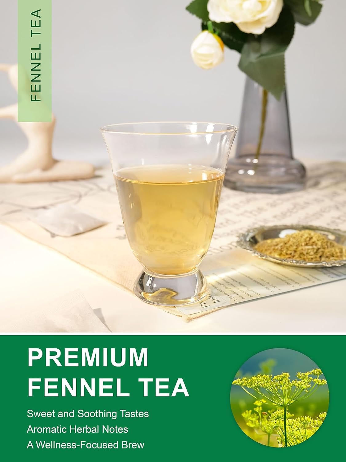 TeeLux Fennel Tea Bags, Natural Fennel Seed Tea, Caffeine Free, 100 Count
