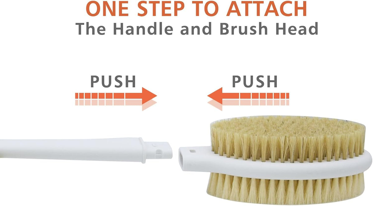 Shower Brush with Soft & Stiff Bristles,Back Scrubber Bath Body Exfoliator
