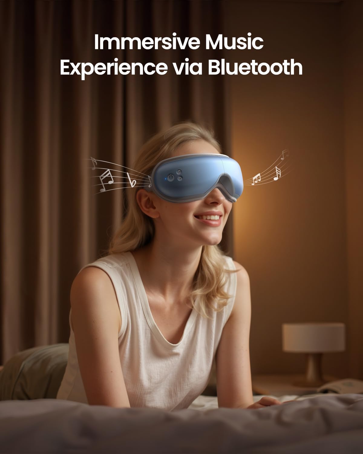 RENPHO Eye Massager with Heat, FSA Eligible HSA,Gifts for Men,Women,Eyeris 1 Eye Massager with Remote, Sleep Mask for Relieves Head Tension, Soothe & Refresh, Enhance Rest, White