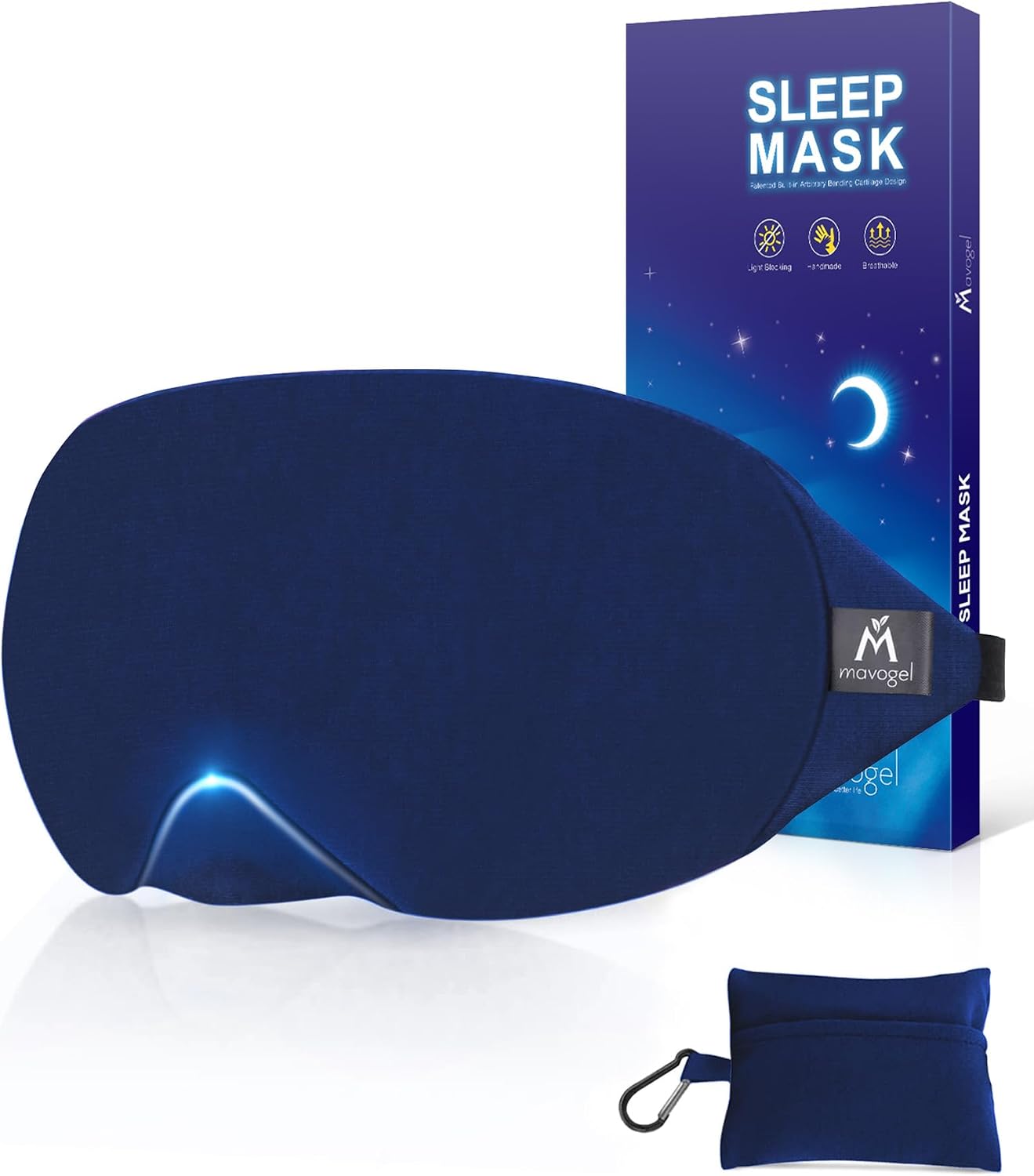 Mavogel Cotton Sleep Eye Mask, Light Blocking with Adjustable Nose Bridge | Updated Design, Soft and Comfortable Night Eye Mask for Men Women, Eye Blinder for Shift Work, Includes Travel Pouch, Grey
