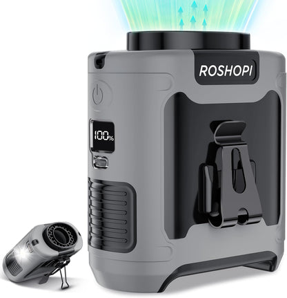 AI Portable Fan Rechargeable -10000mAh, 40H Work Time with 5 Speeds 16000RPM Strong Airflow, Personal Waist Fan with LED Light for Clip On Belt, Neck, Desk, Outdoor Indoor Jobsite Camping Travel