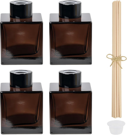 100ml 2pcs Reed Diffuser Bottles,Fragrance Diffuser Empty Bottle with 20pcs Reed Sticks for Home Fragrance Accessories and Women Gift Room,Home,Bathroom Decor