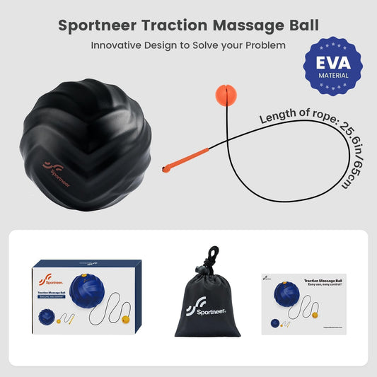 Sportneer Massage Balls for Trigger Point Therapy, Lacrosse Ball with String, Muscle Myofascial Massage Balls for Deep Tissue Release Foot Plantar Fasciitis,Hard Ball for Back Shoulder Relax- Blue
