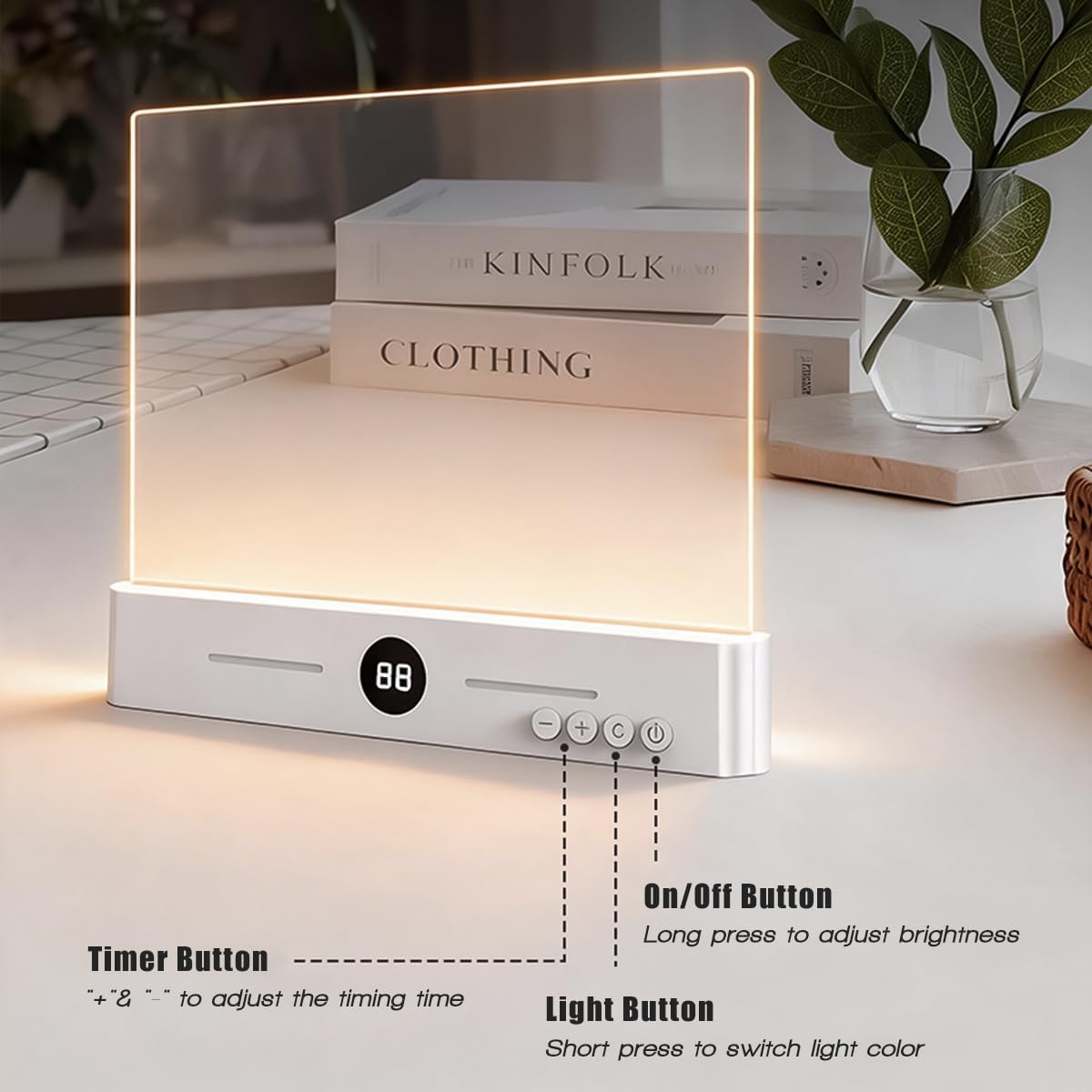 Flat Book Light,2026 Upgrade, Book Light Treasure Box, Reading in Bed at Night with 3 Colors & Timer, Dimmable Panel Plate Book Lamp Full Page Light, Bookish Gifts for Book Lovers(White)