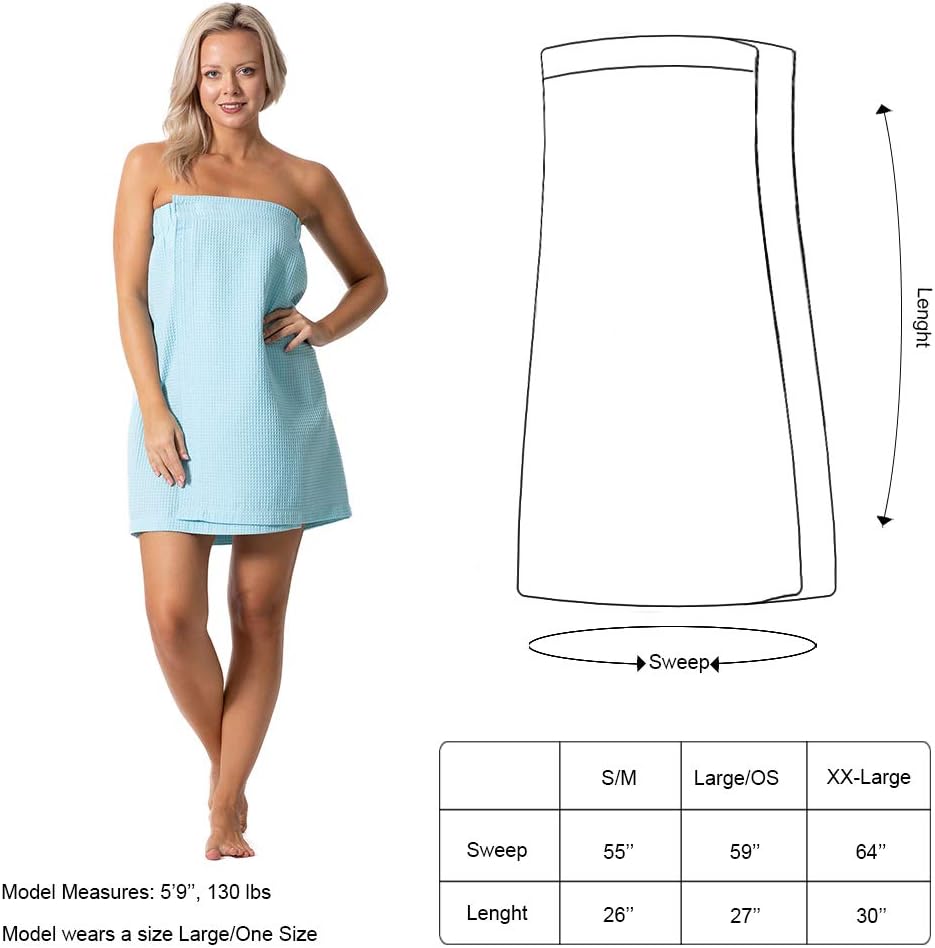 Turkish Linen Women’s Waffle Spa Body Wrap with Adjustable Closure