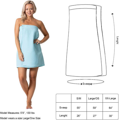 Turkish Linen Women’s Waffle Spa Body Wrap with Adjustable Closure
