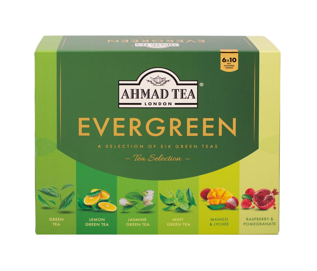 Ahmad Tea Variety Gift Box, 60 Foil Enveloped Teabags, Twelve Teas, 1 Count