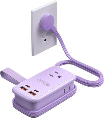 NTONPOWER GAN Ultra 65W USB Charging Station, 7 in 1 Travel Power Strip with 3 Outlets 4 USB (2 USB C), Extension Cord 4ft, Travel Essentials, Cruise Power Strip Compatible with MacBook, iPhone, White