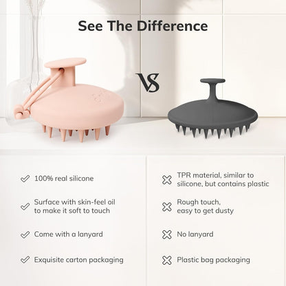 Sndyi Silicone Scalp Massager Shampoo Brush, Hair Scrubber with Soft Silicone Bristles, Scalp Scrubber/Exfoliator for Dandruff Removal, Wet Dry Scalp Brush for Hair Growth & Scalp Care, Oatmeal