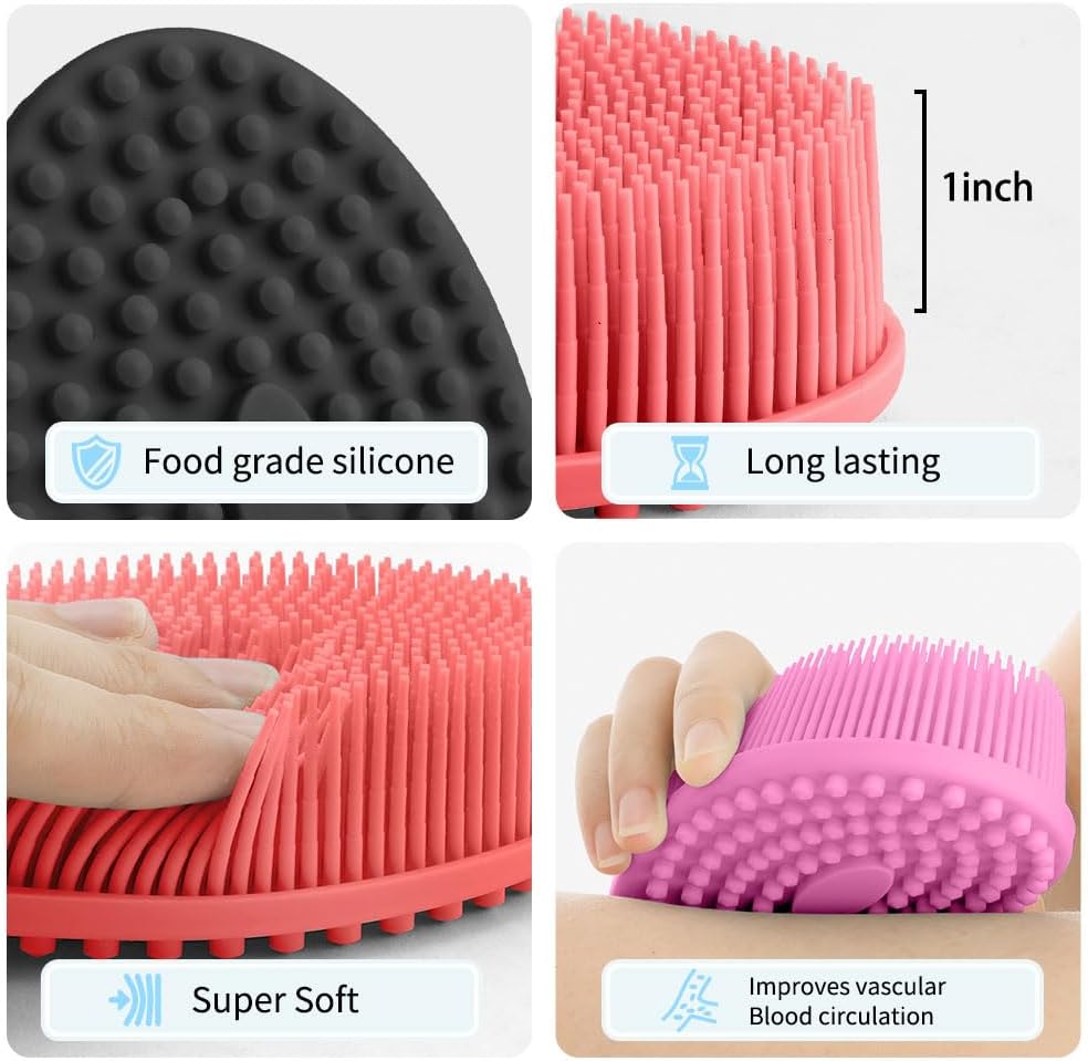 Silicone Body Scrubber, Exfoliating Body Scrubber Silicone, 3pack Soft Loofah Silicone Body Scrubbers for Use in Shower, Shower Scrubber for Body, Silicone Scrubber Men Women for All Skin