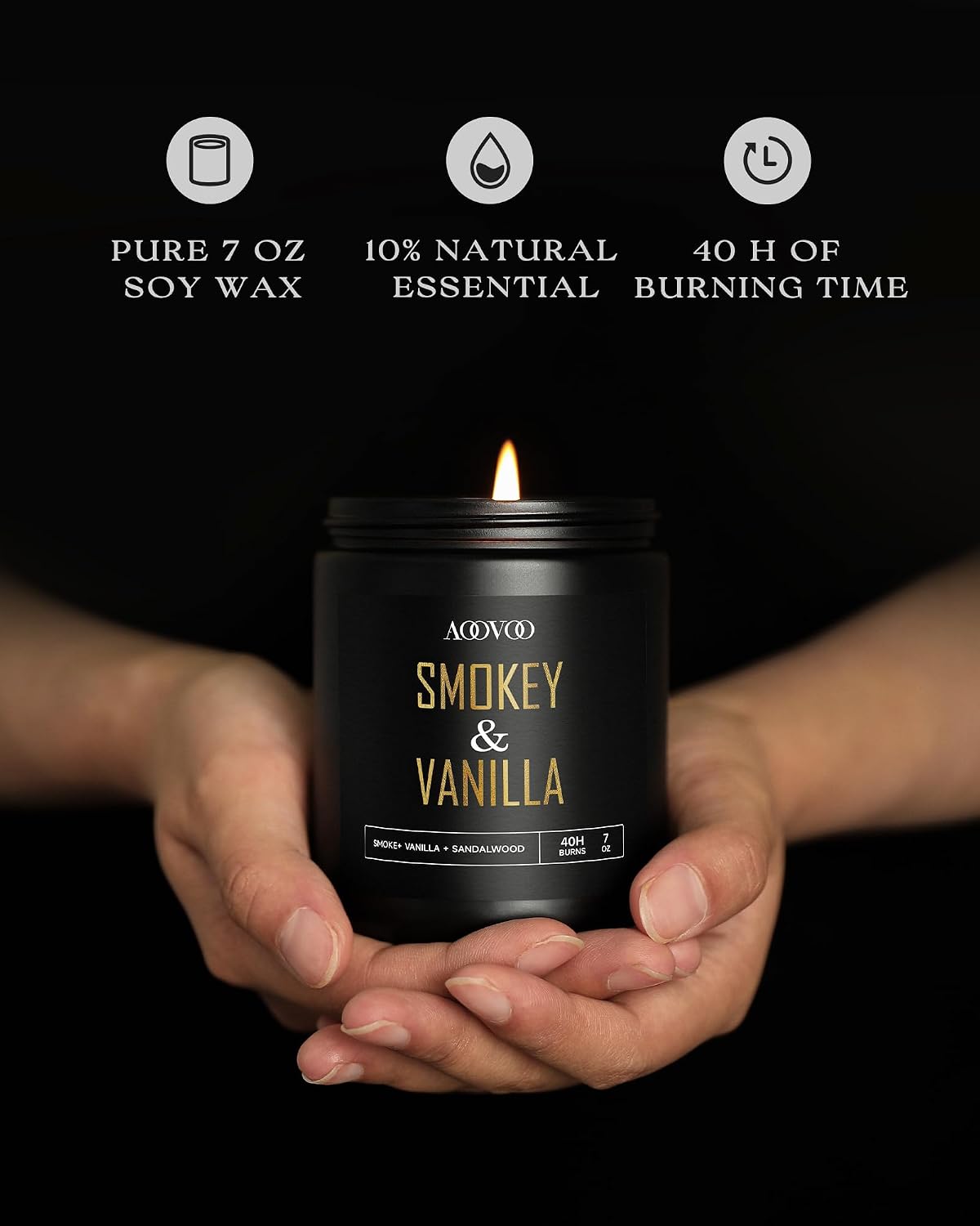 AOOVOO Scented Candles for Men - 4 Pack Candles for Home Scented, 36oz Soy Wax, 200 Hour Burn Time, Men Candle Set, Sandalwood Oud/Mahogany Teakwood/Smoke Vanilla/Jasmine Candle Set A