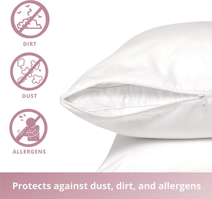 CirclesHome Pillow Protectors 4 Pack Standard Zippered - 100% Cotton Breathable Pillowcases - Protects Pillows from Dirt, Dust and Debri (Standard - Set of 4 - 20x26)