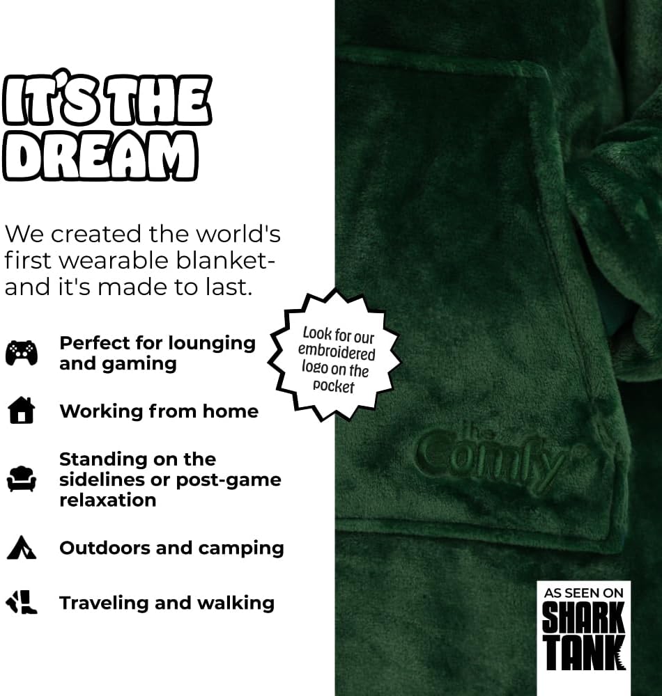 THE COMFY Dream | From Shark Tank | Patented | No Sherpa | Light Wearable Blanket Hoodie | Gift for Women & Men | One Size