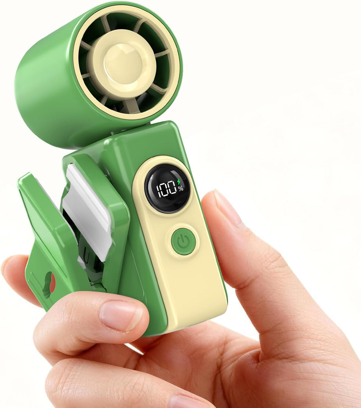 Portable Clip-On Mini Fan, Personal Handheld Fan for Stroller w/ LED Screen