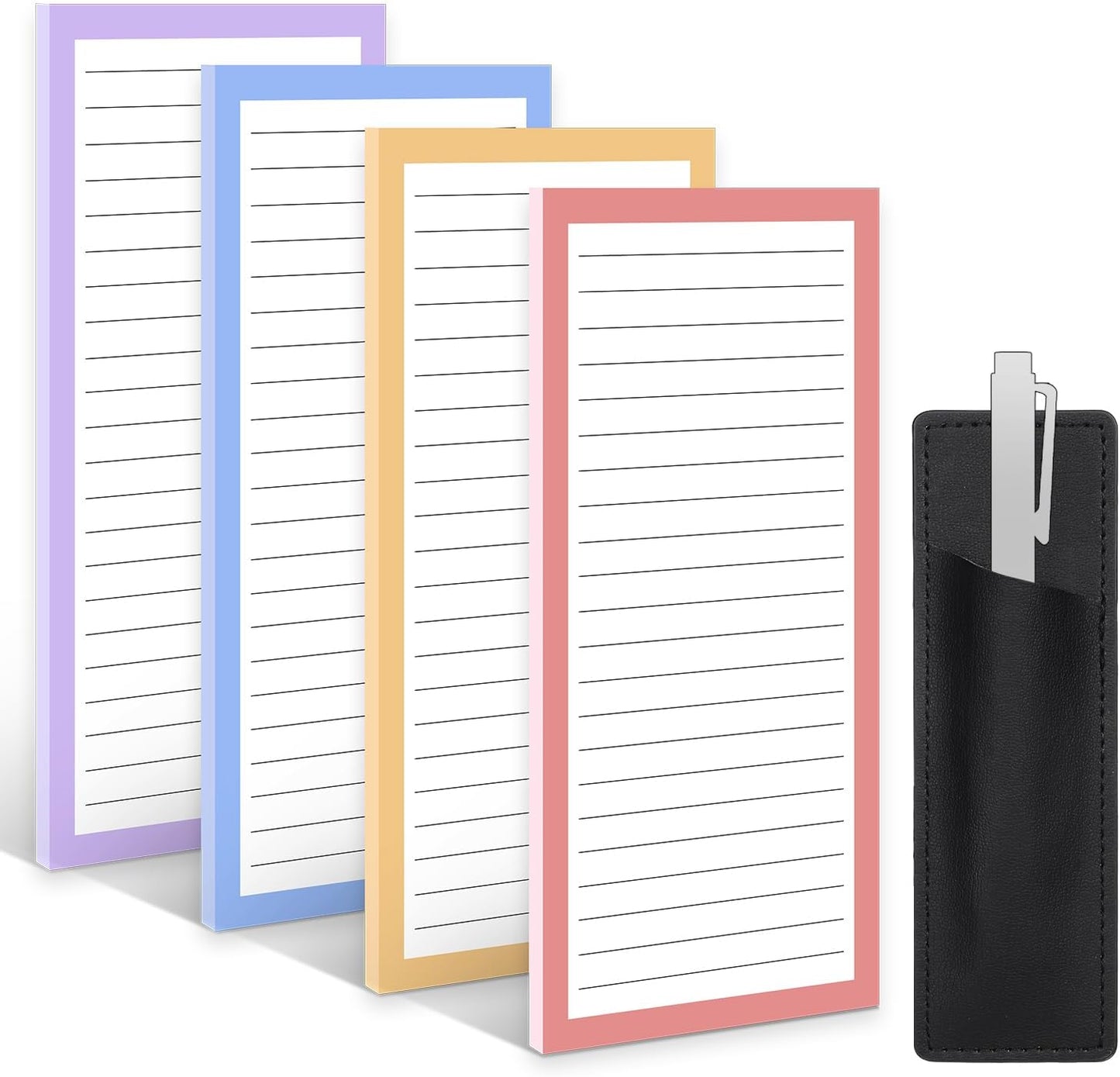 Thboxes 4 Pack Magnetic Note Pad for Fridge with Pen Holder, Totally 200 Sheets Grocery List Magnet Pad for Refrigerator Magnetic Shopping List Pad（Fruit Design）