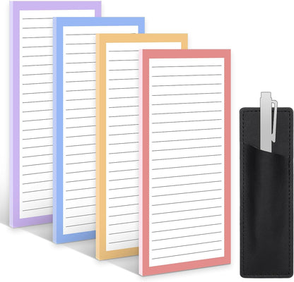 Thboxes 4 Pack Magnetic Note Pad for Fridge with Pen Holder, Totally 200 Sheets Grocery List Magnet Pad for Refrigerator Magnetic Shopping List Pad（Fruit Design）