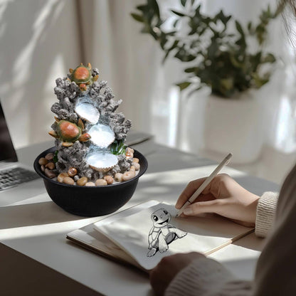 Indoor Tabletop Dolphin Water Fountain with LED Light – Ocean Theme Desk Decor and River Rocks, Relaxing Sound Machine for Sleep & Office, Zen Home Décor Gift for Women, Living Room Decoration