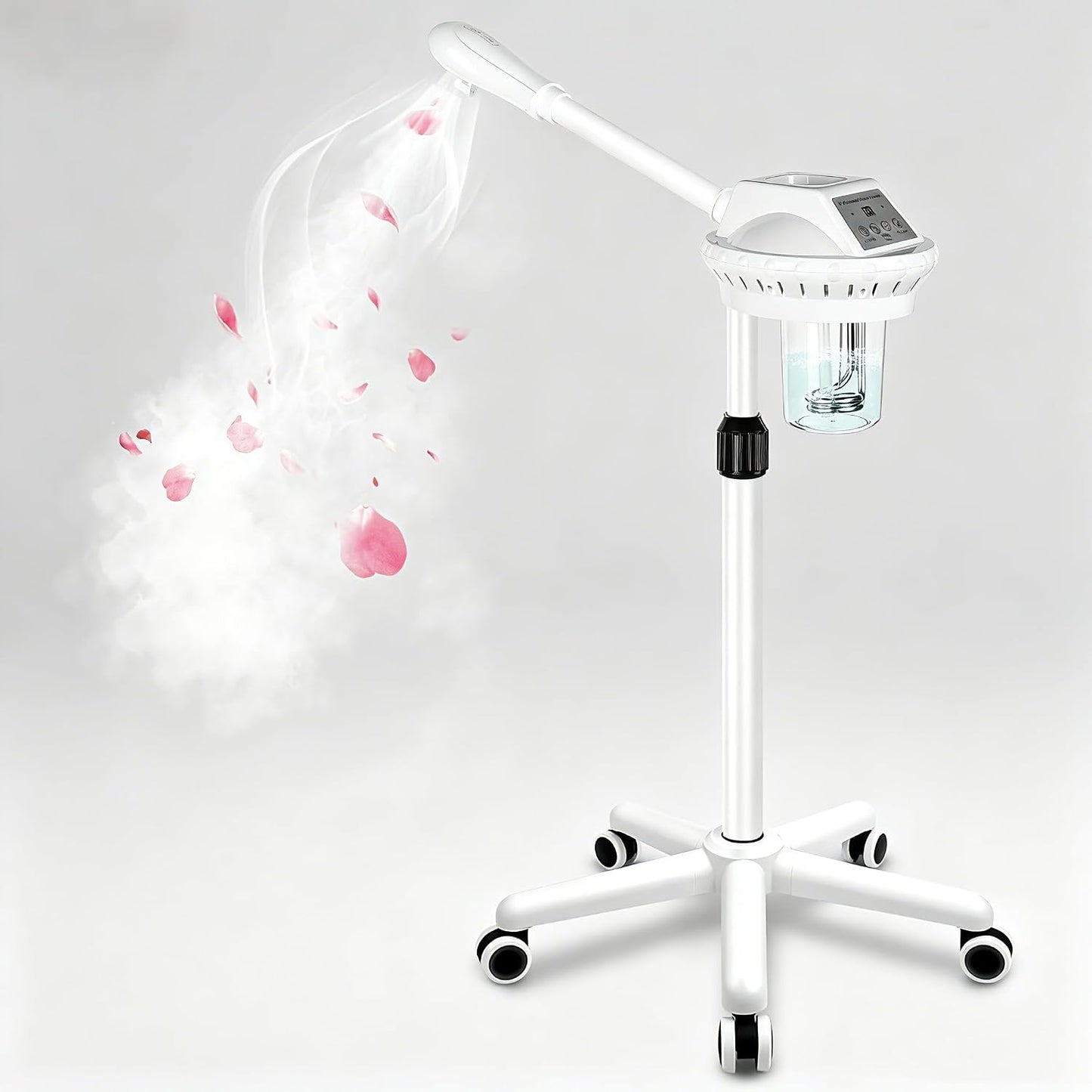 Facial Steamer Professional for Deep Cleansing and Hydration, Face Steamer for Estheticians with Adjustable Height, Spa Ozone Steamer on Wheels, Suitable for Home and Beauty Spa Salon Use