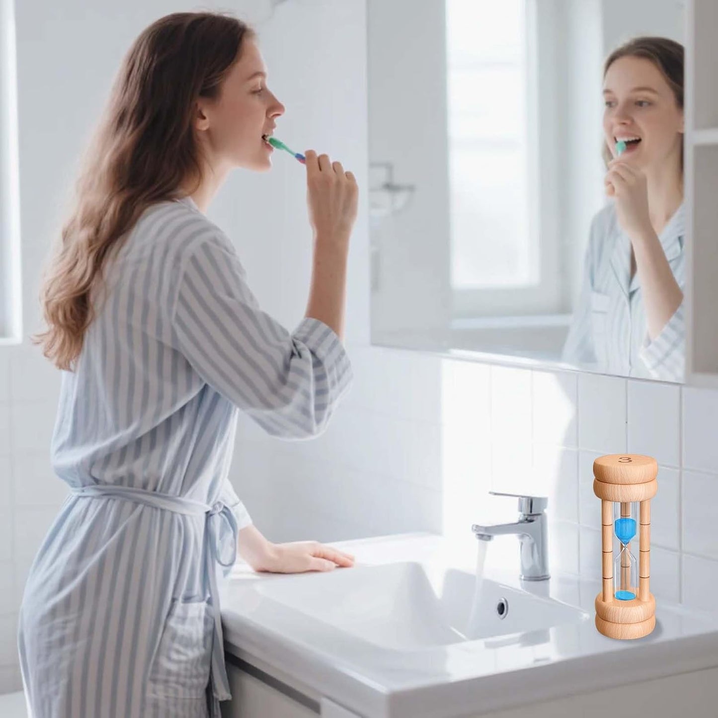 60 Minute Sand Timer, 60 Min Wood Small Hourglass Timer, Blue Sand Clock, One Hour Wooden Hour Glass for Classroom, Sandglass, Reloj De Arena Decorativo, Home, Office, Game, Gift
