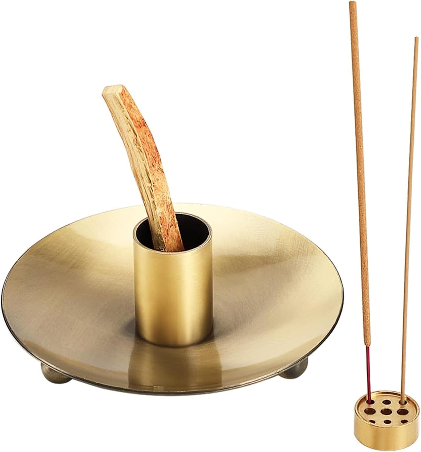 4 in 1 Incense Holder, Sage Burner Holder, Palo Santo Holder Burner, 5.47" Ash Catch Tray, Smudge Stick Holder with Handle for Incense Sticks Incense Cone, Yoga Meditation and Room Decor