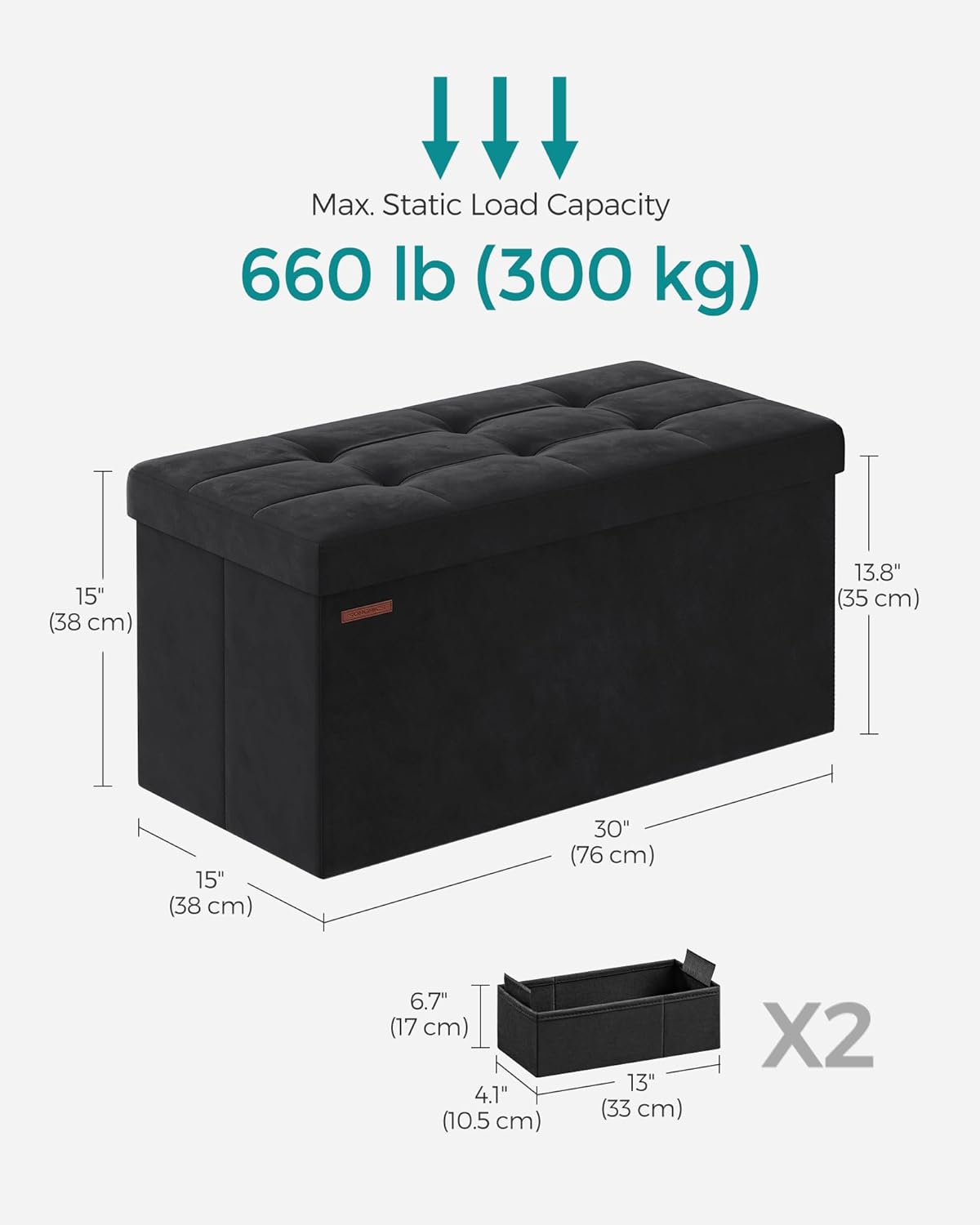 SONGMICS Mazie Collection - Storage Ottoman Bench, Foldable Foot Rest, 15 x 43 x 15 Inches, End of Bed Bench, Storage Chest, Load 660 lb, Living Room, Bedroom, Entryway, Jelly Pink ULSF277R01