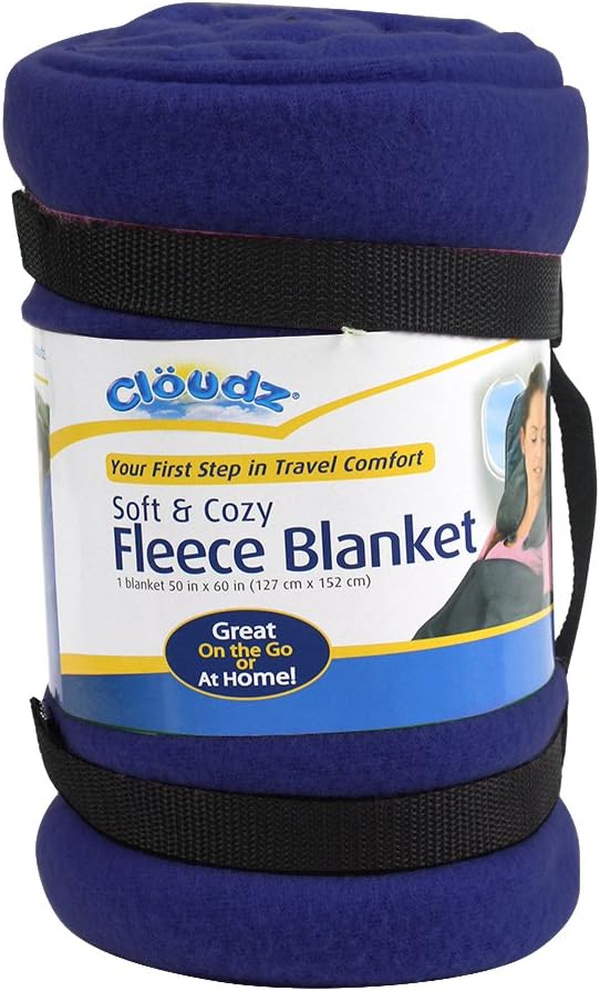 Cloudz Cozy Fleece Airplane Travel Blanket for Your Flight, Car, Camping, Home or Comforting Warmth Anywhere! - Black