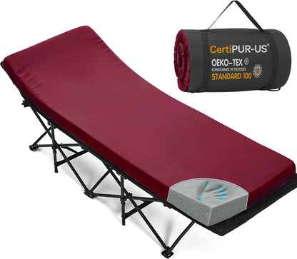 CYMULA Camping Cot Pad 2 Inch Memory Foam, Camping Pad for Folding Cot and Foldable Cot, Portable Roll Up Camp Gear for Car Camping Travel Tent, Non-Slip Waterproof Bottom, Removable Cover, Pad Only
