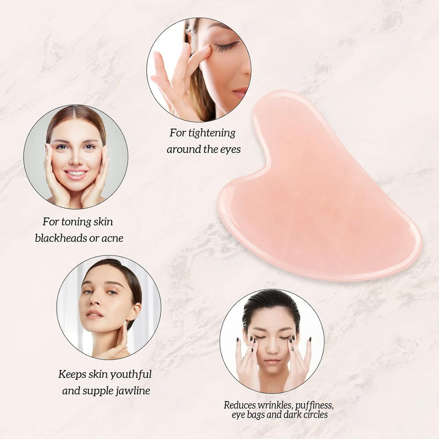 Jade Roller for Face, Facial Roller Massager Skin Care Tool, Gua Sha Facial Tools for Face, Neck, Eyes, Reduce Puffiness of The Skin - White