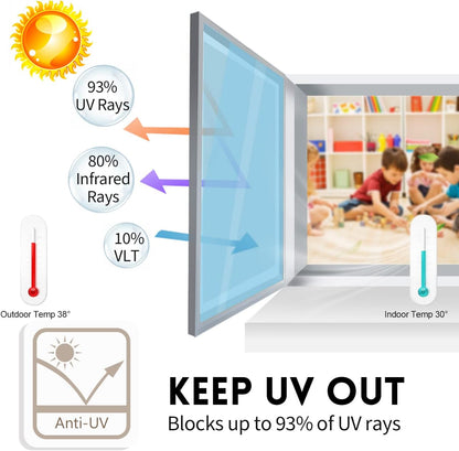 KESPEN Total Blackout Window Film Privacy Static Cling 100% Light Blocking Room Darkening Window Cover Heat Control Anti-UV Glass Sticker Window Tint for Home with Grid Line, 17.5 Inch X 6.5 Feet