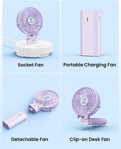 KIBEE Portable Misting Fan, 4000mAh Rechargeable Handheld Fan with 50ml Water Tank, Foldable 180° Mini Mist Spray Fan, 3 Speeds Personal Cooling Fan for Travel, Makeup, Outdoor, Concerts, Gray