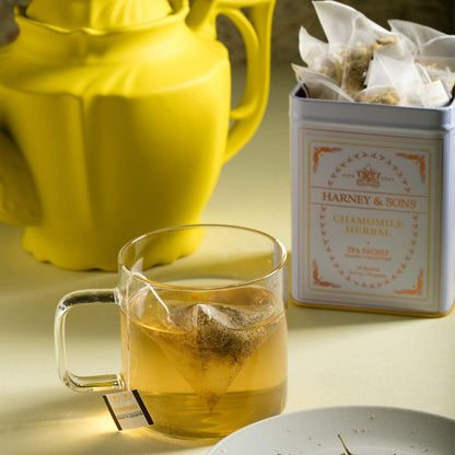 Harney & Sons Chamomile Herbal Tea, 20 Sachets in Tin | Egyptian chamomile flower herbal tea. Naturally caffeine free.